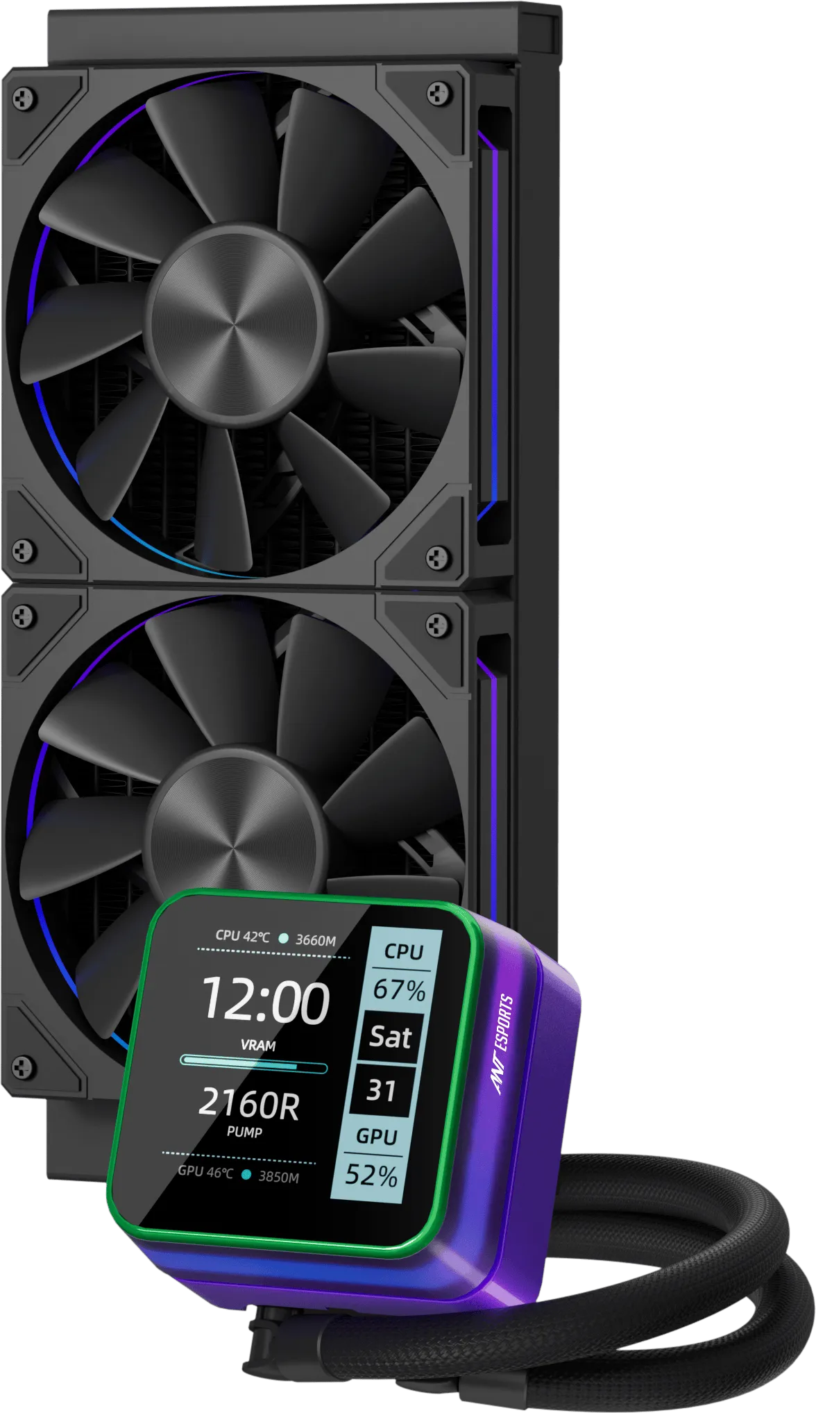 Ant Esports CPU Cooler Liquid Glacius-240D ARGB view 2